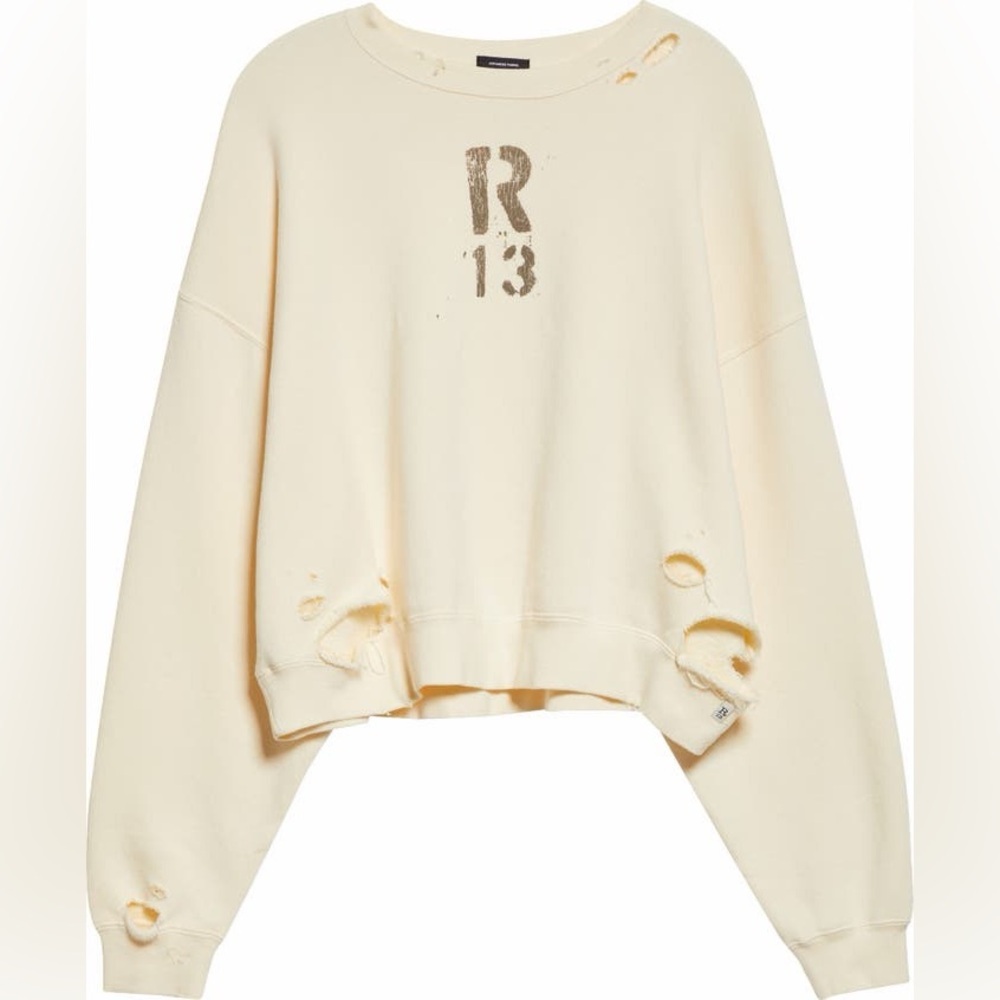 Distressed Logo Graphic Crop Sweatshirt
R13